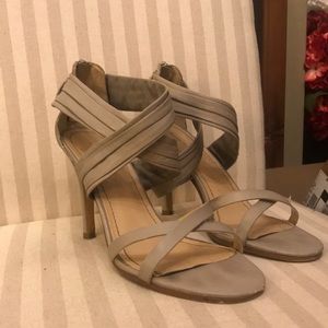 Nine West genuine leather grey, neutral heels